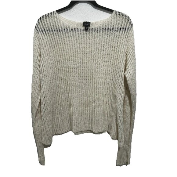 Eileen Fisher Airy Melange Linen Grain Pullover Tunic Sweater Cream / Ivory XL - Picture 1 of 11